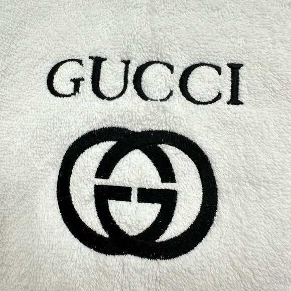 Gucci Style Towels Embroidered Hand Towel Set White Black Bathroom Decor - Picture 2 of 2